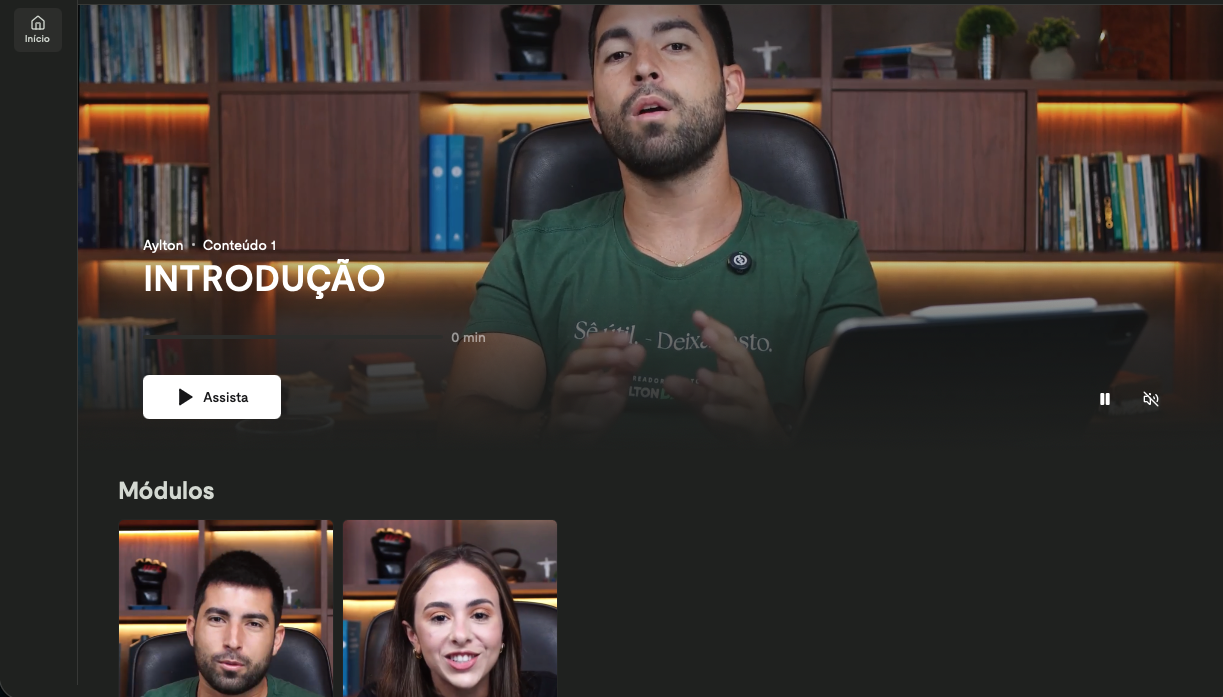 Plataforma do curso Do Zero ao Mandato com as aulas